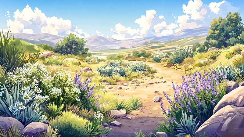 高清大图下载【趣麦麦图】美丽田园风光插画