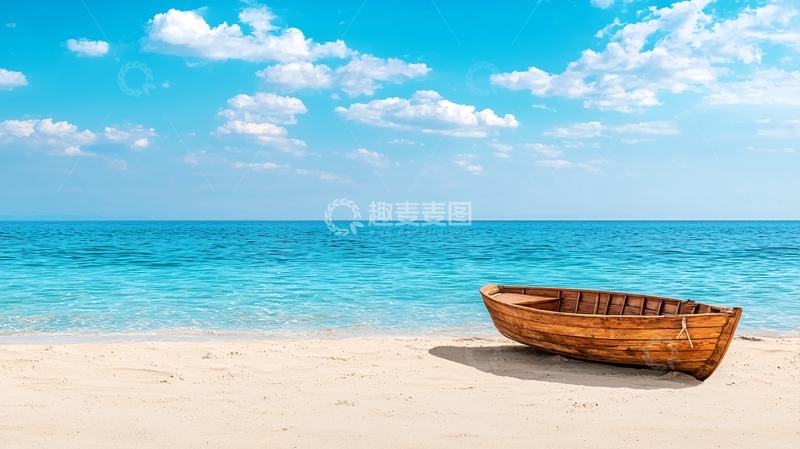 高清大图下载【趣麦麦图】海滩上的木船