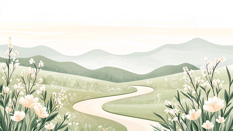 高清大图下载【趣麦麦图】蜿蜒小路通向远山