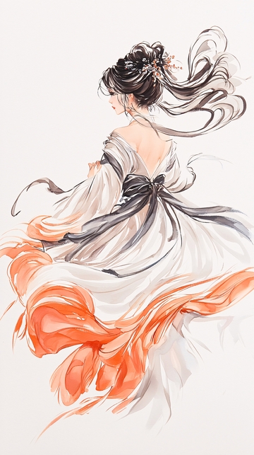 飘逸古风女子背影图