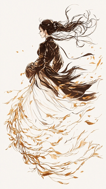 秋风中的古装女子