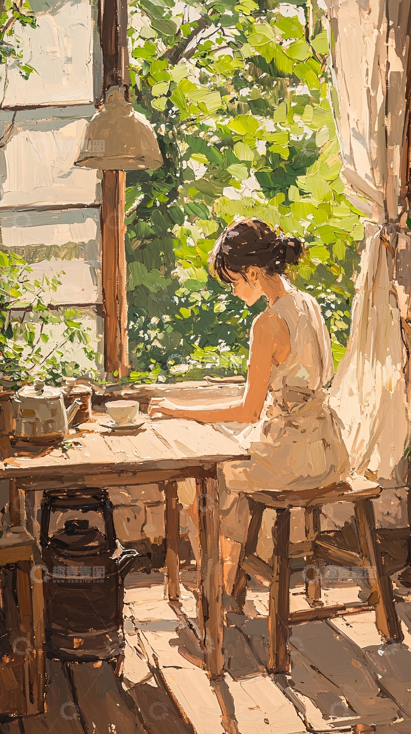 高清大图下载【趣麦麦图】夏日庭院中的午后时光