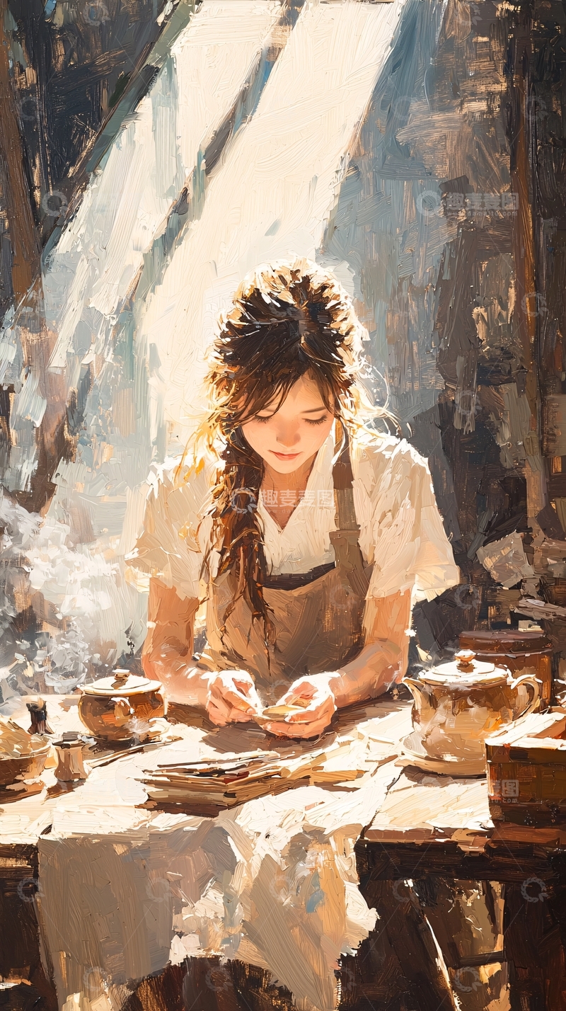 高清大图下载【趣麦麦图】阳光下的手工艺人