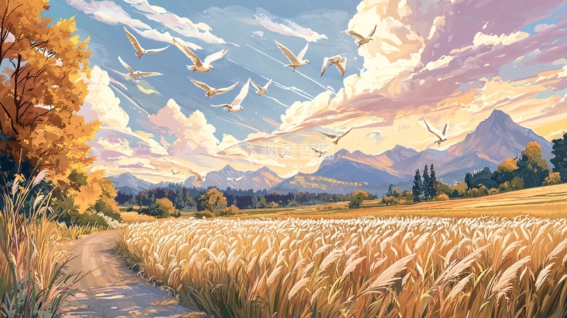 高清大图下载【趣麦麦图】金秋麦田高清图片