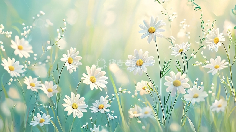 高清大图下载【趣麦麦图】白色雏菊花田