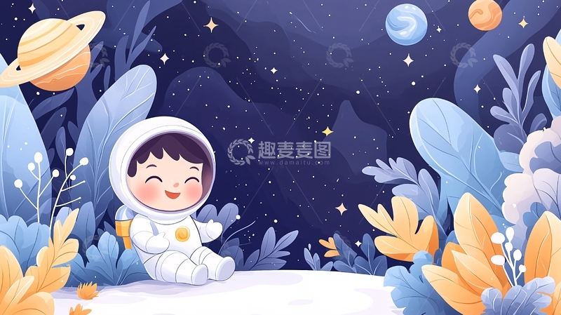 高清大图下载【趣麦麦图】宇航员在梦幻星球上的冒险