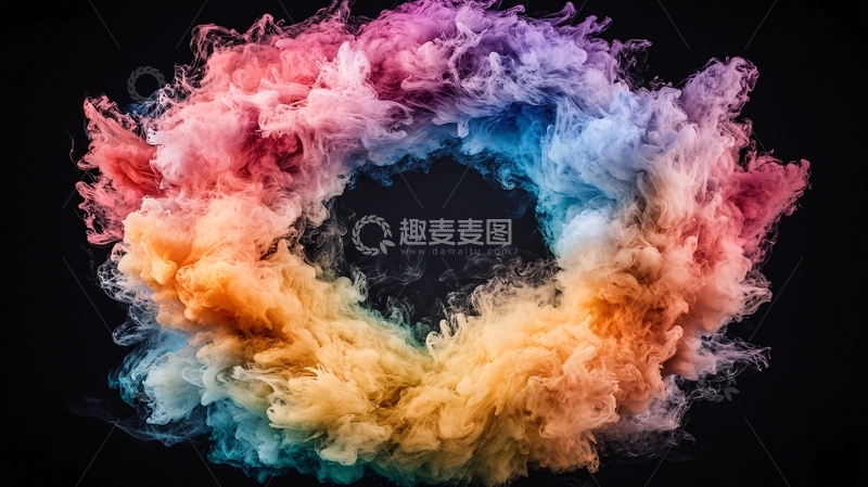 高清大图下载【趣麦麦图】彩虹色烟雾漩涡