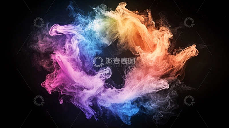 高清大图下载【趣麦麦图】色彩流动的抽象烟雾背景