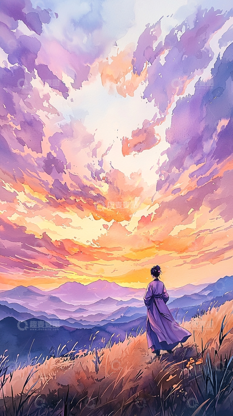 高清大图下载【趣麦麦图】秋日山间独行者