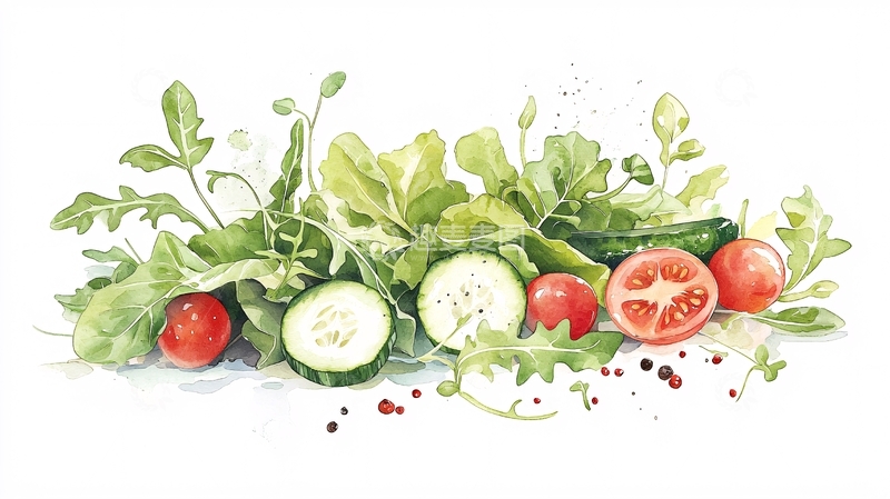 高清大图下载【趣麦麦图】水彩蔬菜静物