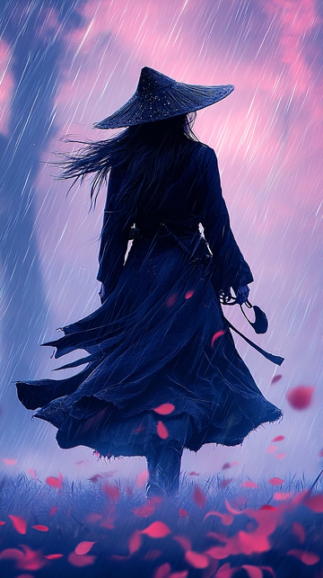 雨中行走的神秘女子