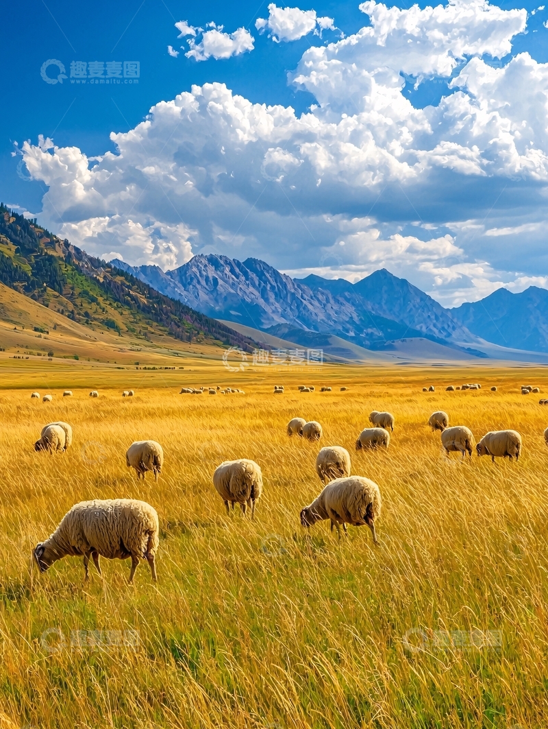 高清大图下载【趣麦麦图】草地上的羊群