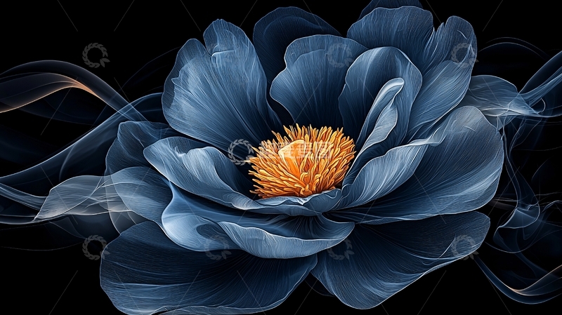 高清大图下载【趣麦麦图】蓝色花朵艺术插画背景