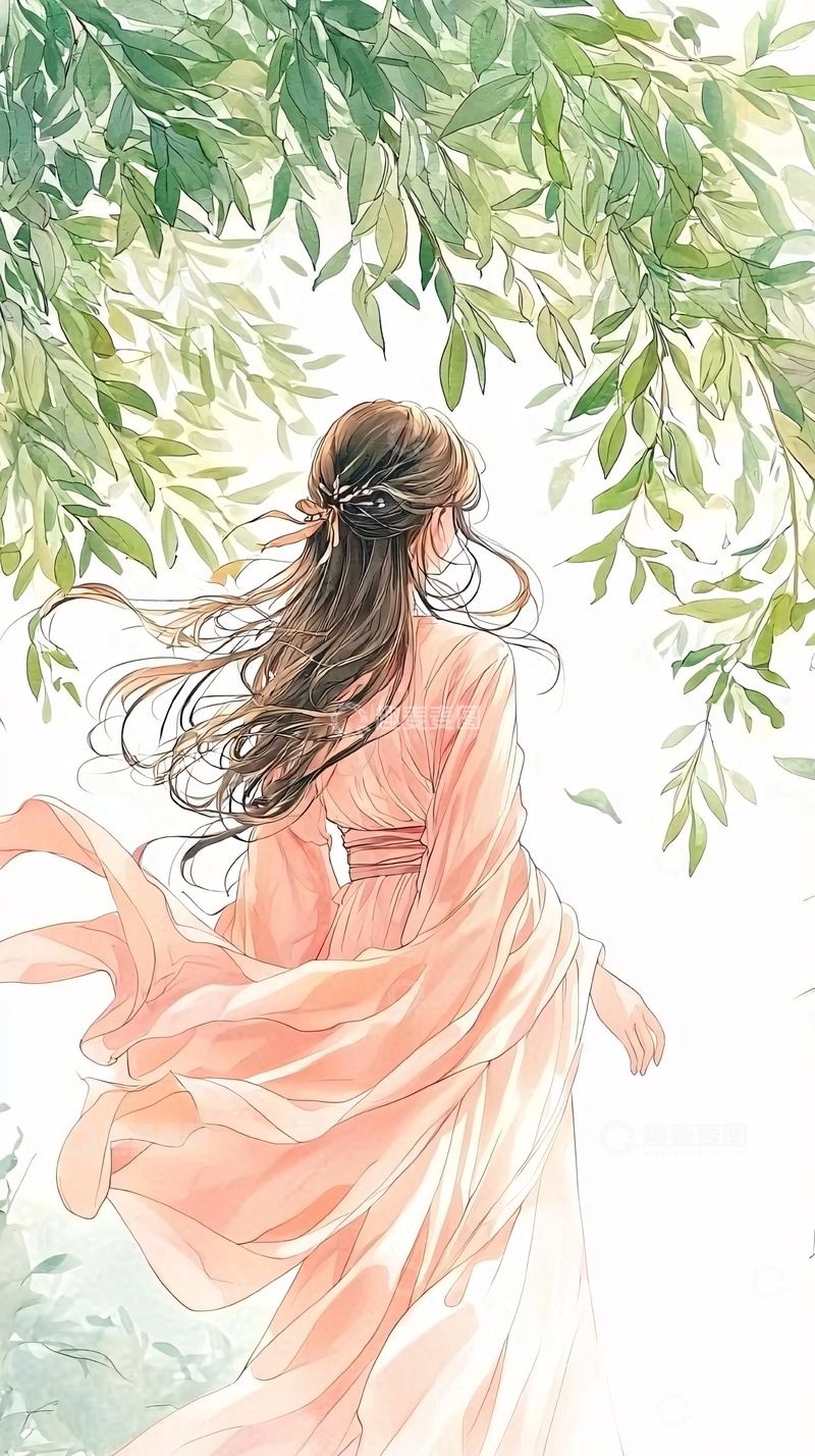 高清大图下载【趣麦麦图】古风女子背影飘逸图