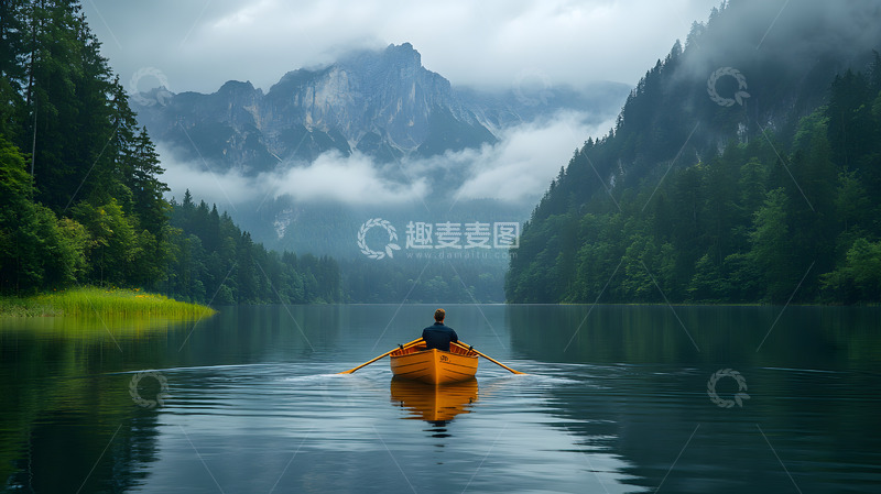 高清大图下载【趣麦麦图】在湖中划艇的体育运动1