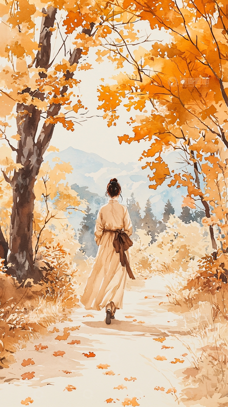 高清大图下载【趣麦麦图】秋日漫步林间小径