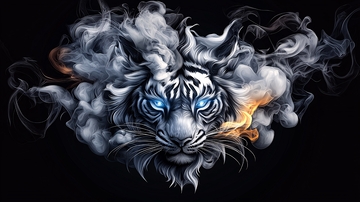 烟雾中的白虎头像
