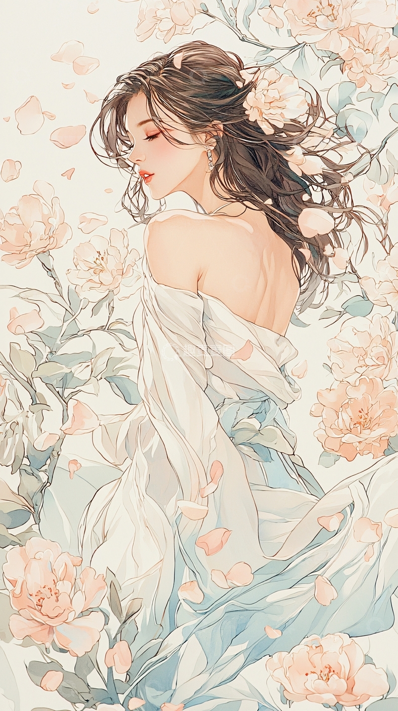 高清大图下载【趣麦麦图】花海中的女子