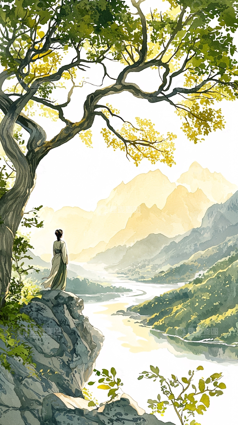 高清大图下载【趣麦麦图】山水间独行者