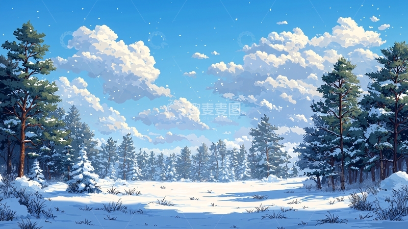 高清大图下载【趣麦麦图】冬日森林雪景