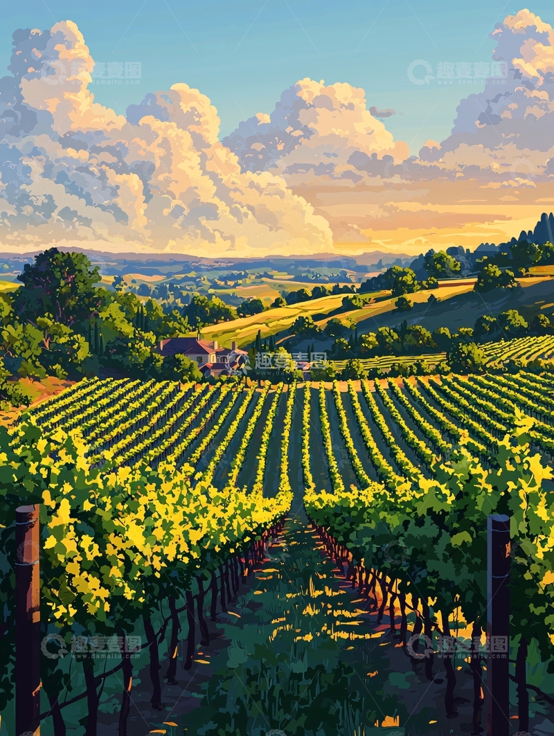 高清大图下载【趣麦麦图】葡萄园风景如画
