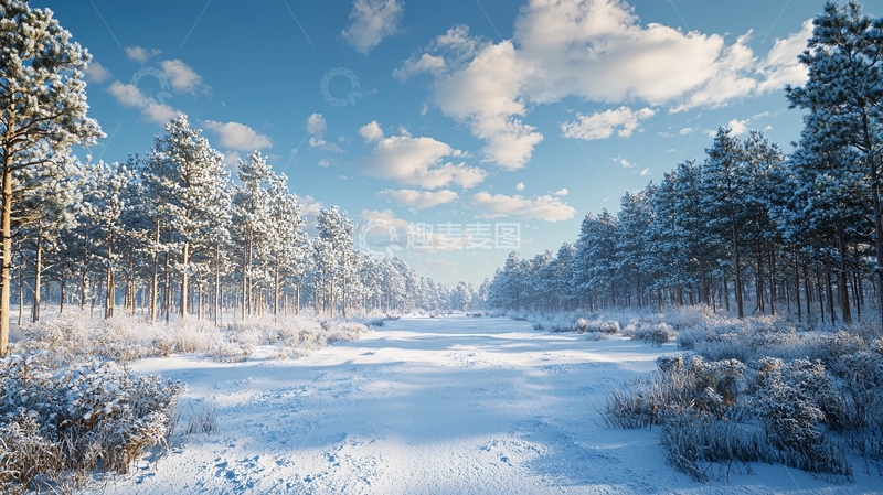 高清大图下载【趣麦麦图】冬日雪景森林风光