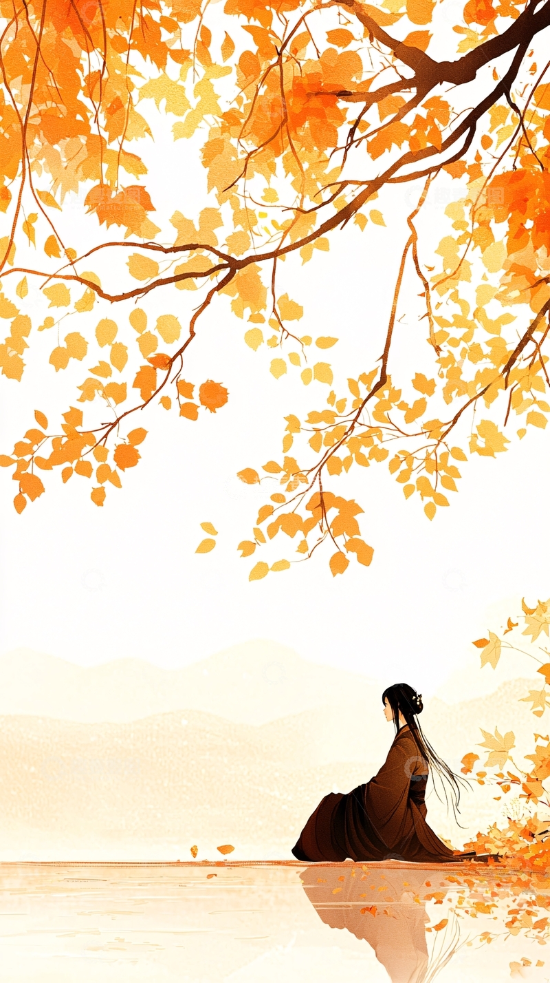 高清大图下载【趣麦麦图】秋日湖畔静思人