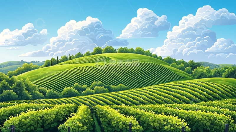 高清大图下载【趣麦麦图】田园风光山丘天空白云
