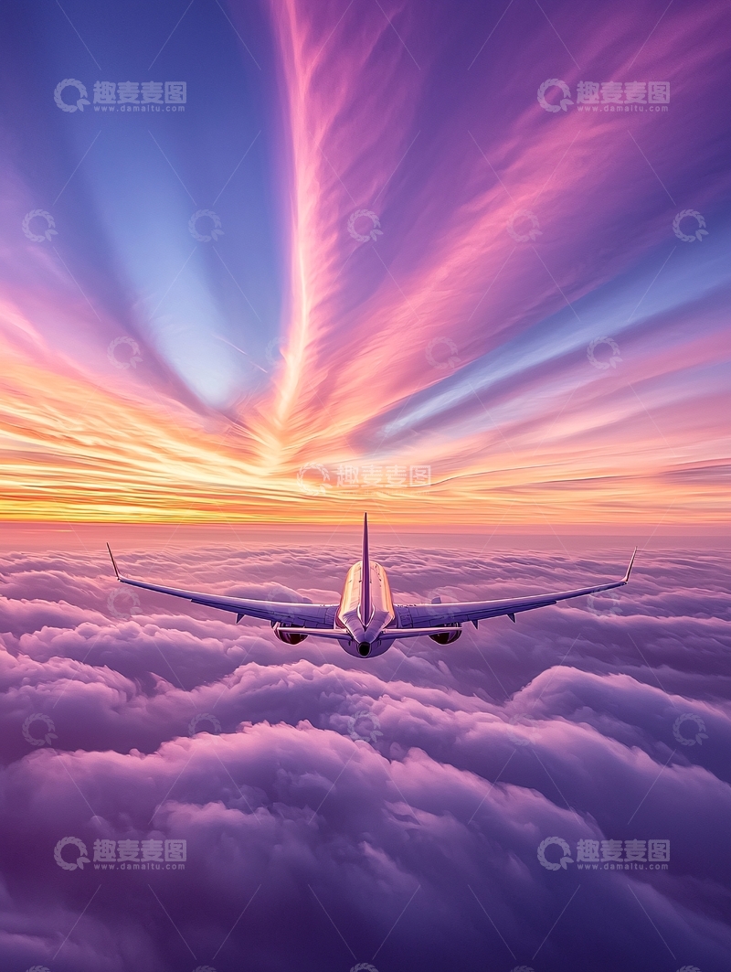 高清大图下载【趣麦麦图】飞机穿梭云层