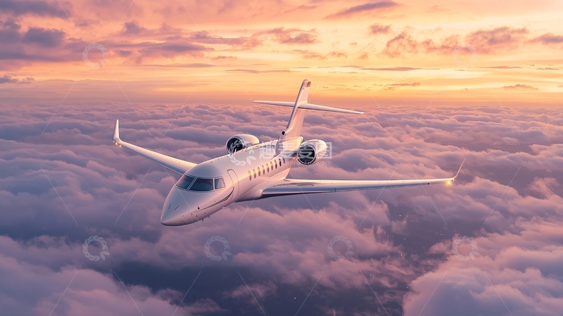 高清大图下载【趣麦麦图】云层上的私人飞机