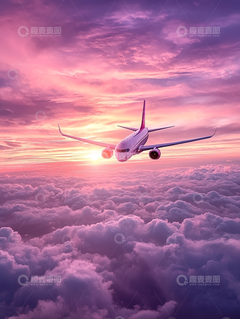 高清大图下载【趣麦麦图】飞机在云层之上