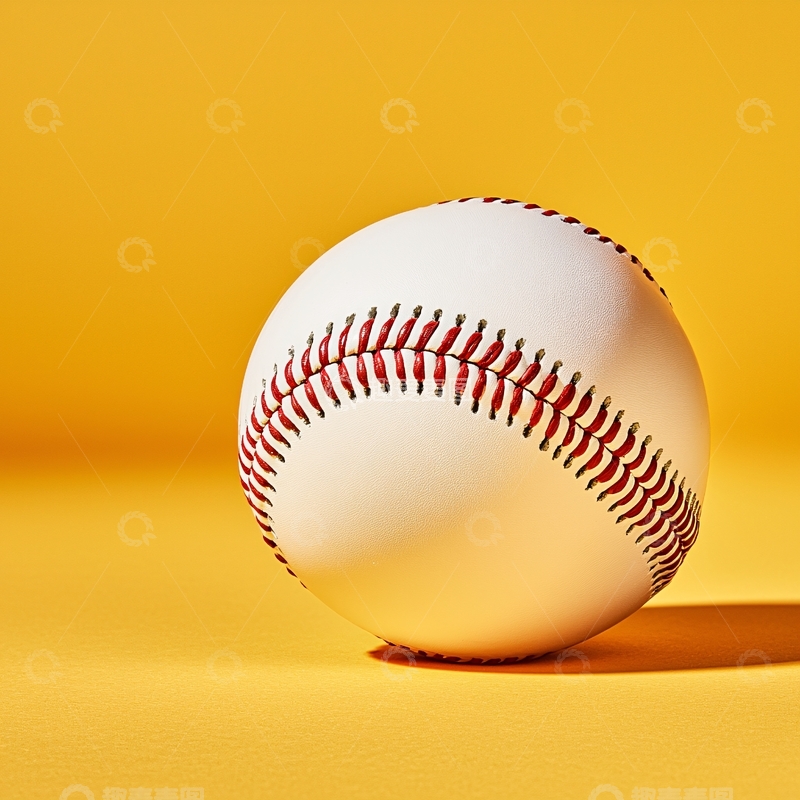 高清大图下载【趣麦麦图】棒球特写黄色背景