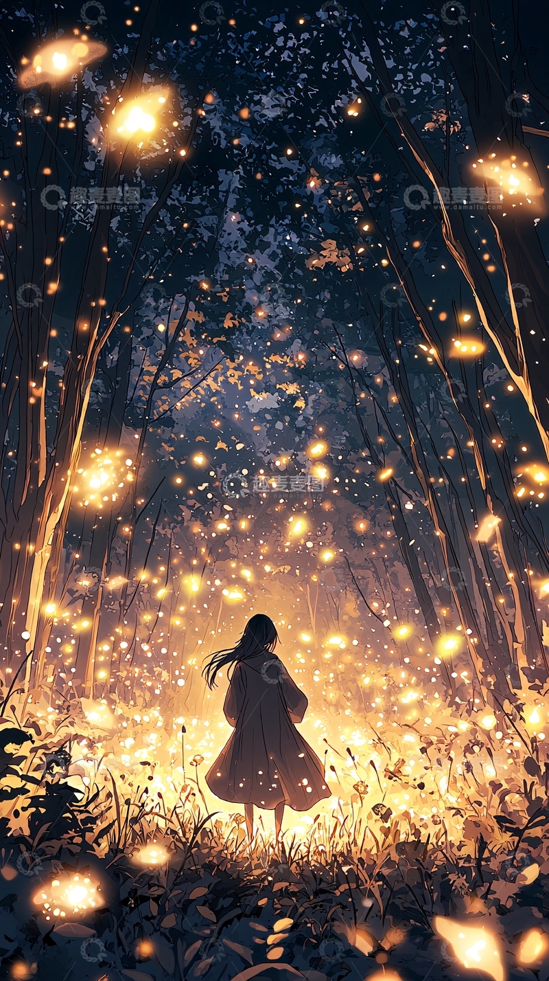 高清大图下载【趣麦麦图】夜晚森林中的神秘光芒