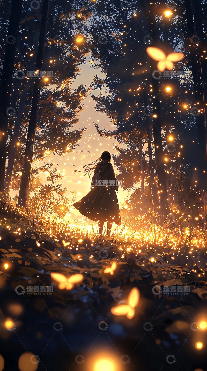 高清大图下载【趣麦麦图】梦幻森林中的少女