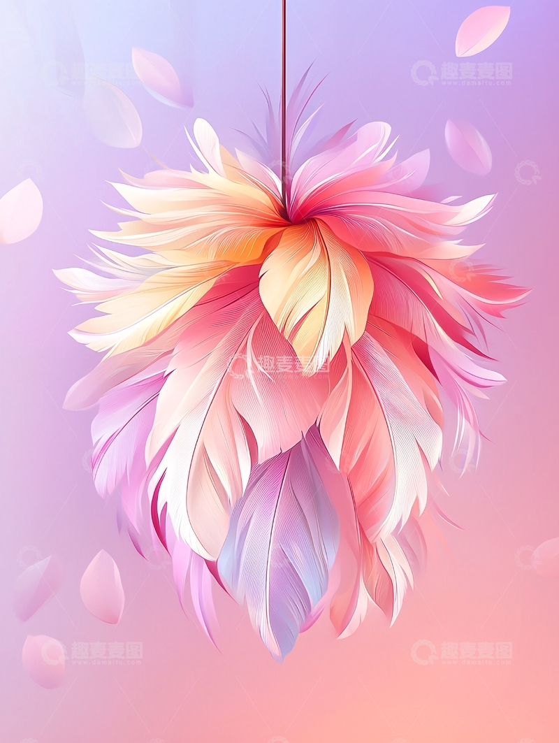 高清大图下载【趣麦麦图】粉色羽毛悬挂装饰
