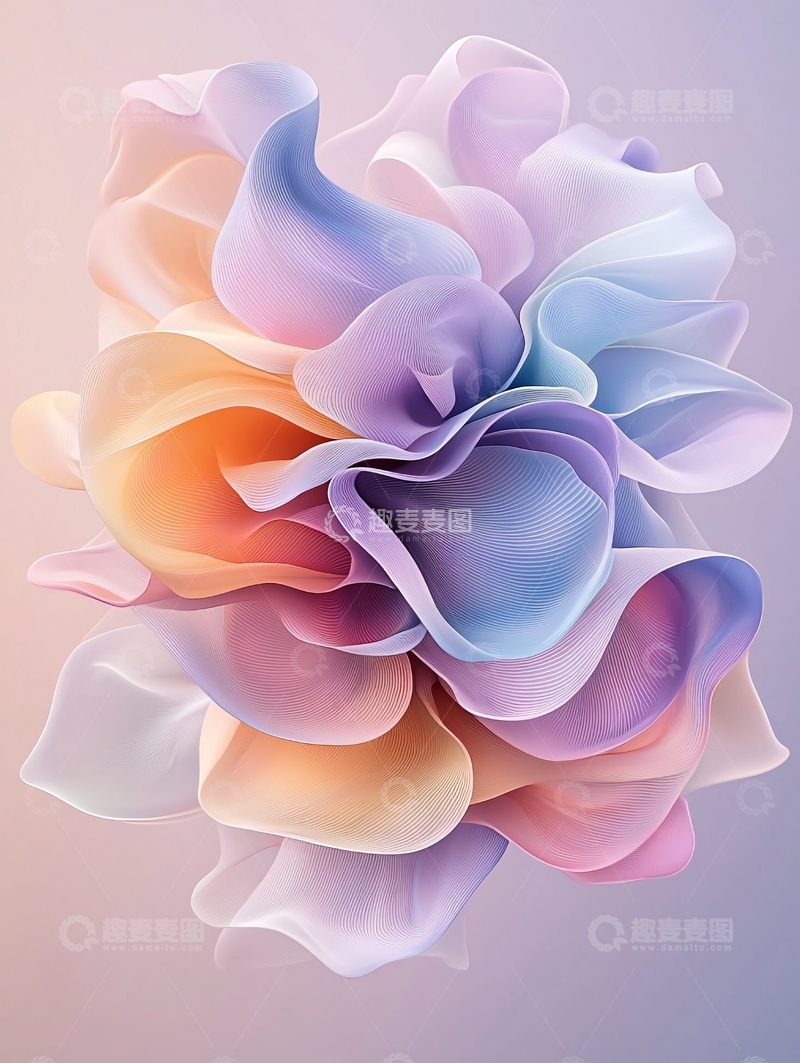 高清大图下载【趣麦麦图】渐变色花瓣堆叠