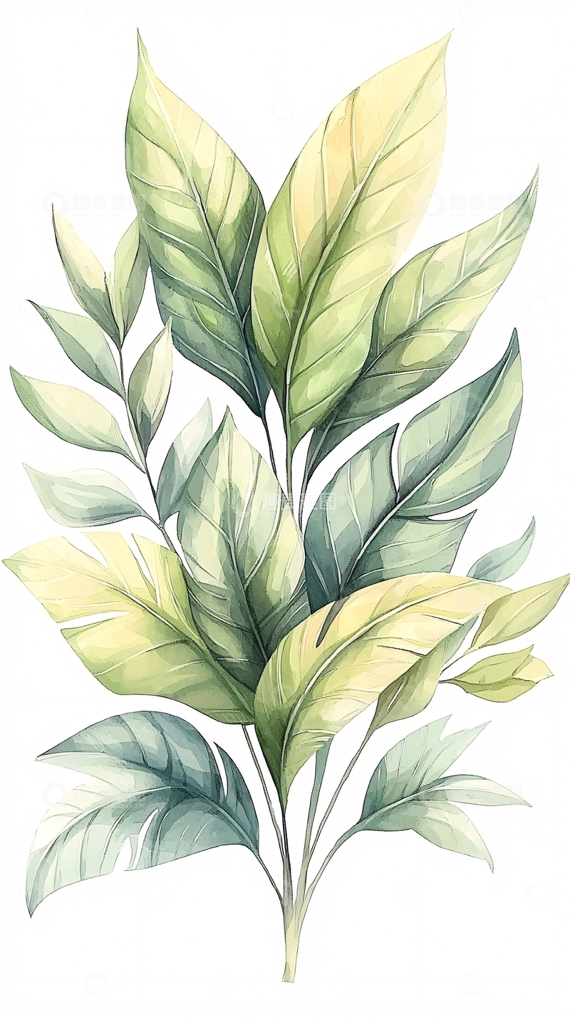 高清大图下载【趣麦麦图】清新自然植物叶子插画