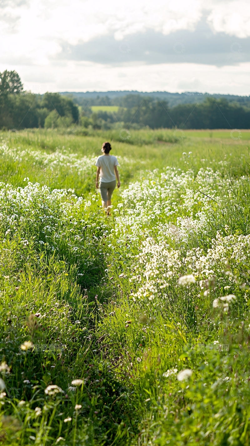 高清大图下载【趣麦麦图】田野中的背影