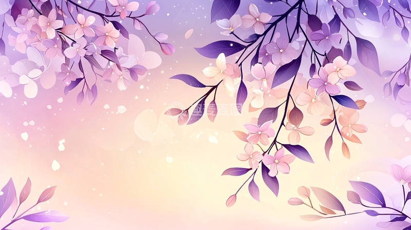 高清大图下载【趣麦麦图】梦幻紫色樱花背景图