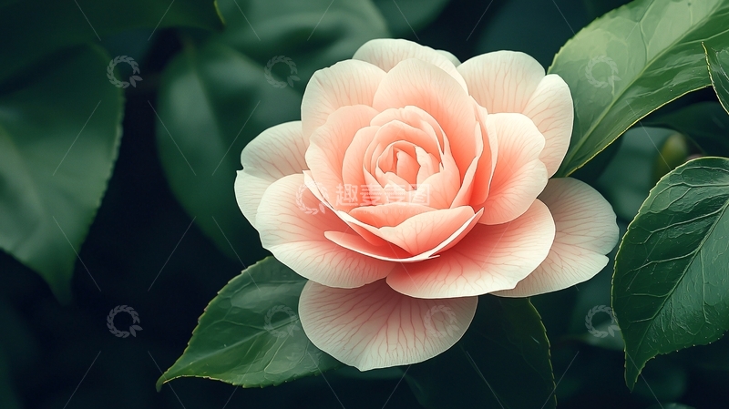 高清大图下载【趣麦麦图】粉红色玫瑰花与绿叶背景