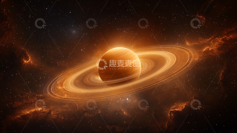 高清大图下载【趣麦麦图】环绕光芒的土星