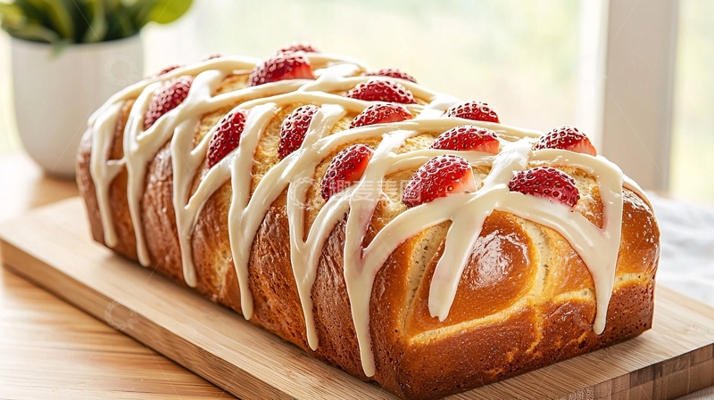 高清大图下载【趣麦麦图】草莓奶油面包装饰蛋糕