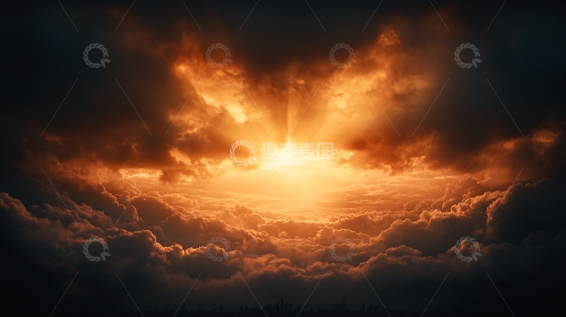 高清大图下载【趣麦麦图】云层中的光芒