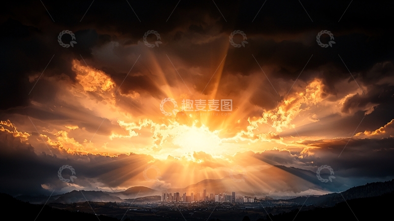 高清大图下载【趣麦麦图】日出云海城市风光