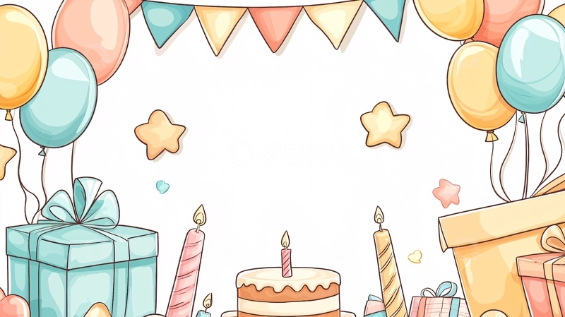 高清大图下载【趣麦麦图】生日派对装饰元素