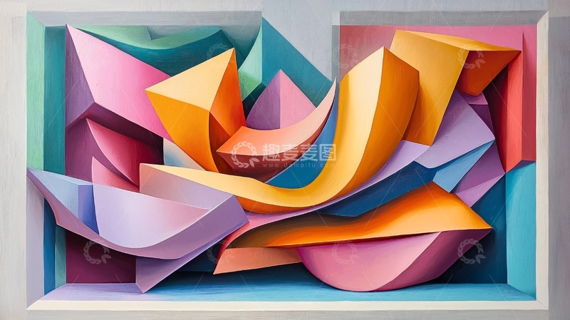 高清大图下载【趣麦麦图】抽象几何色彩艺术画