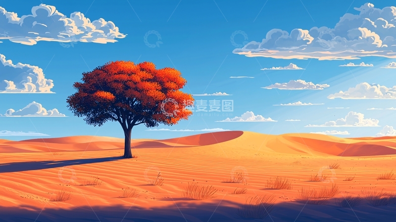 高清大图下载【趣麦麦图】沙漠中的红树