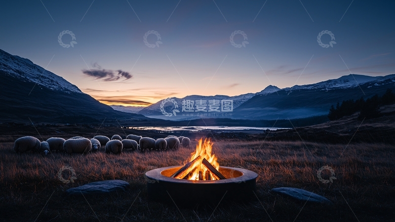 高清大图下载【趣麦麦图】篝火旁宁静的夜