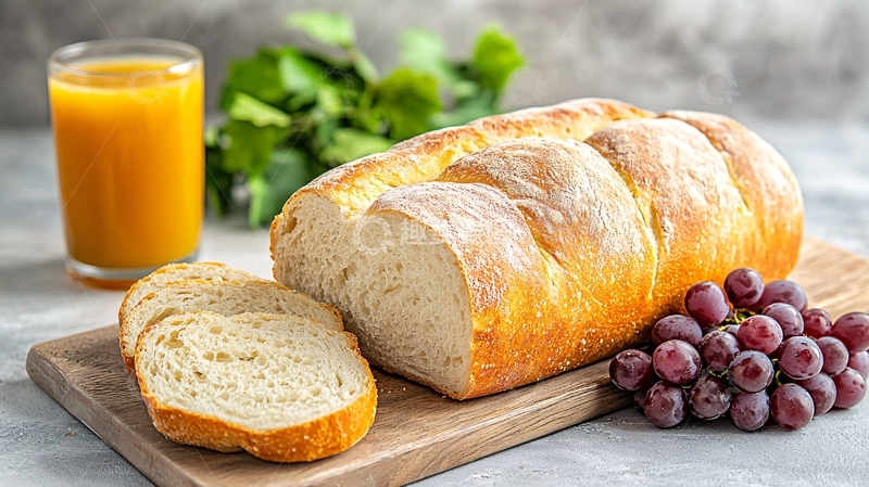 高清大图下载【趣麦麦图】面包和橙汁的早餐