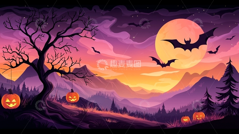 高清大图下载【趣麦麦图】万圣节夜景高清图片